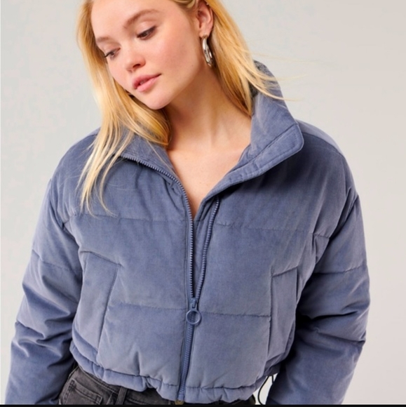 Trendy HOLLISTER CROP CORDUROY PUFFER JACKET WOMEN'S (L) - Like New! - Picture 3 of 16
